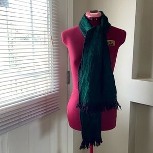 Green and black fringe hem scarf. Great used condition.